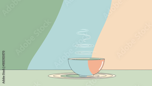 Minimalist Cup Of Tea Illustration With Soft Colors And A Calming Background