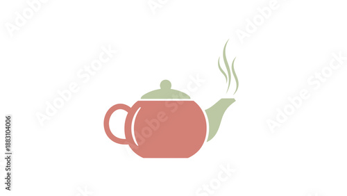 Minimalist Design Featuring A Steaming Teapot In Earthy Tones For Modern Illustration
