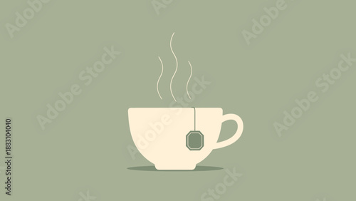 Minimalist Design Of A Tea Cup With Steam Emanating From It In A Relaxing Setting