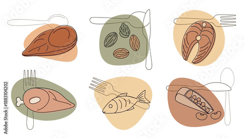 Minimalist Food Illustrations: A Contemporary And Artistic Representation Of Various Dishes