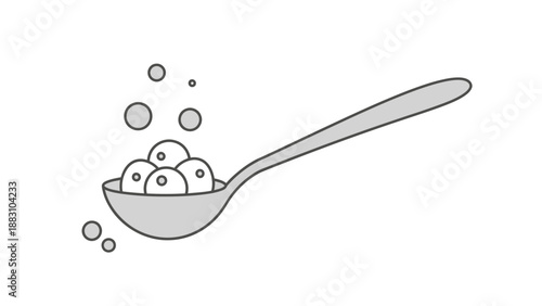 Minimalist Illustration Of A Spoon With Bubbles Floating, Simple Graphic Design Style