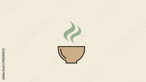 Minimalist Illustration Of A Steaming Bowl, Representing Warmth And Comfort, Perfect Design