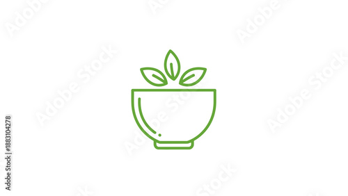 Minimalist Green Bowl With Fresh Herbs Symbolizing Wellness and Healthy Eating