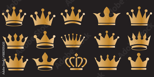 Crown icon set. Royal crown symbol collection. line crown icon. vector illustration