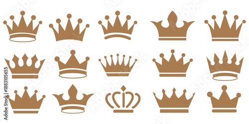 Crown icon set. Royal crown symbol collection. line crown icon. vector illustration
