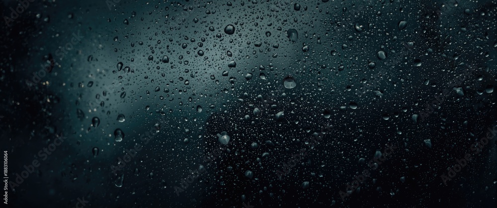 Obraz premium Aerial view of raindrops on a dark surface showcasing pattern, texture, and water, highlighting rain, natural weather, and seasonal themes in an automobile context