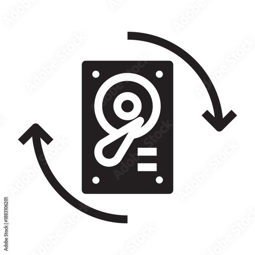 Solid icon of hard drive recovery