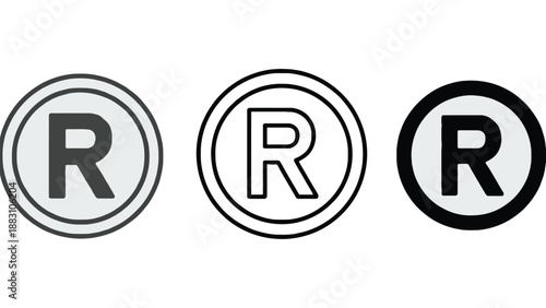 Three different registered trademark symbols with the letter R in a circle
