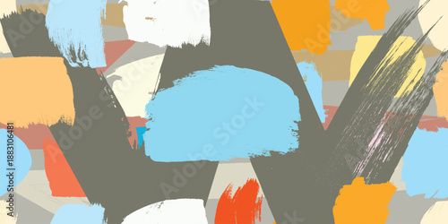 Urban abstract vector texture with hand drawn brush strokes.Minimal abstract wavy background in earth tone colors for web and branding .Curved Dry Brush Stroke . Looped brush line . Vector 