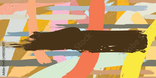 Urban abstract vector texture with hand drawn brush strokes.Minimal abstract wavy background in earth tone colors for web and branding .Curved Dry Brush Stroke . Looped brush line . Vector 