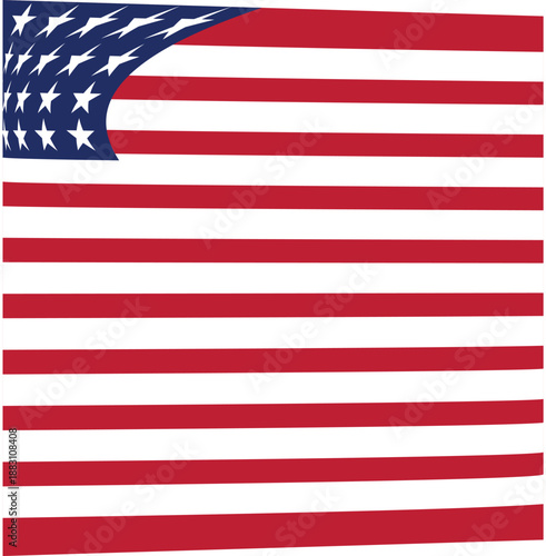 Vector illustration of the United States national flag featuring red and white stripes with white stars on a blue banner as a patriotic symbol of American freedom