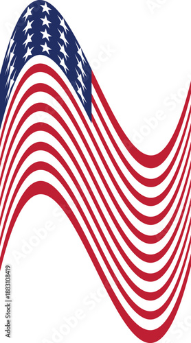 United States flag vector illustration with red and white stripes blue field and stars on a patriotic American background