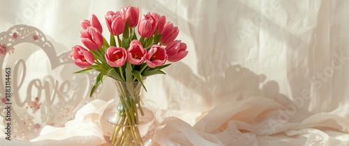 Pink tulips beautifully displayed in a vase