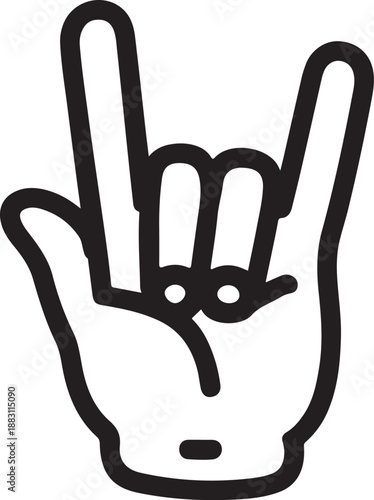 Hand gesture symbolizing rock and roll music, heavy metal culture, and enthusiastic approval