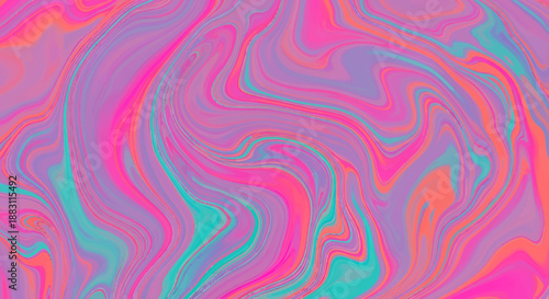Abstract liquid marble effect with swirling patterns in bright pink, purple, and turquoise colors, creating a vibrant and energetic marbled texture for creative designs