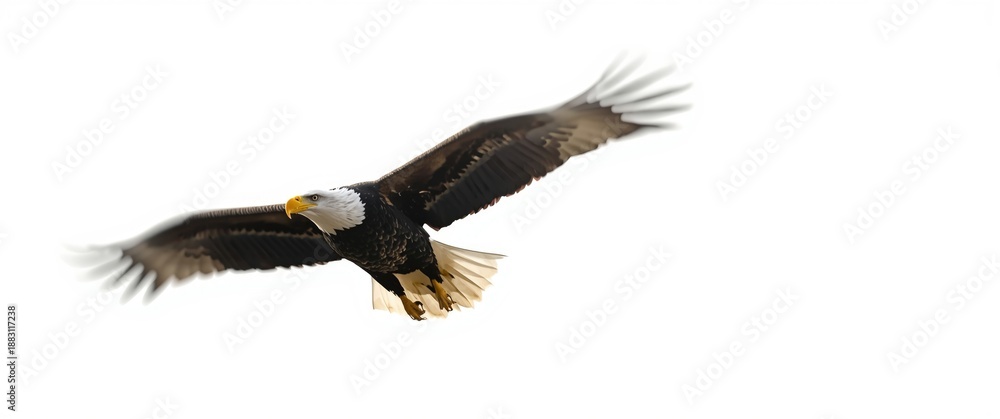 Obraz premium Isolated eagle in flight on a white backdrop