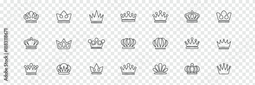 Royal Crown Silhouettes Set Black Vector Icons Collection King Queen Crowns vector and illustration. Set of elegant black royal crowns. various luxury heraldic designs. Crown vector collection mega se