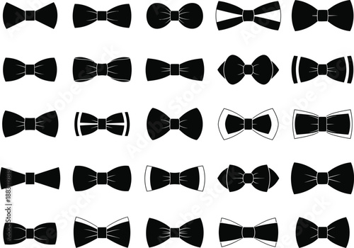 an assortment of black and white bow ties in various shapes and styles arranged in a grid pattern high quality professional
