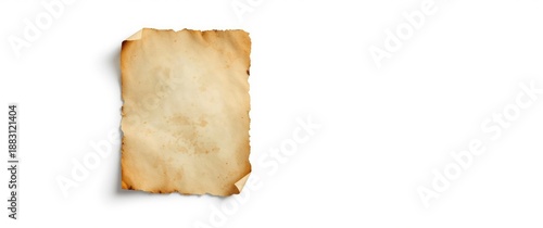 Old yellow paper featuring textured, vintage style, isolated against white background, suitable for book and wall decor