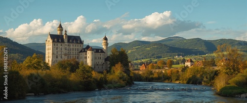 Castle Vranov nad Dyji located in the river Dyje area, South Moravia, Czech republic