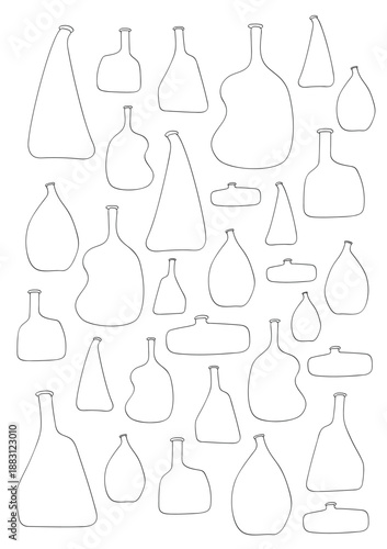 Doodle Coloring Page with 31 Hand Drawn Vases for Daily Creative Practice, Line Art, Printable Worksheet, Minimalist Illustration for Journals and Planners
