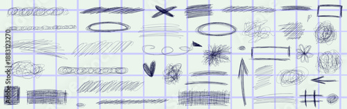 Modern scratch texture with doodle loops, messy pen lines, scratch sketch style, playful doodle motion, messy squiggle design.