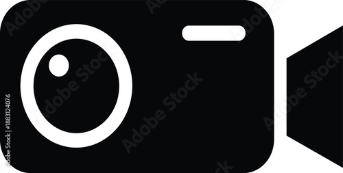 Black Video Camera Icon Vector Illustration Isolated on White Background for Movie Production Multimedia Digital Cinema Film Recording and Videography Graphics
