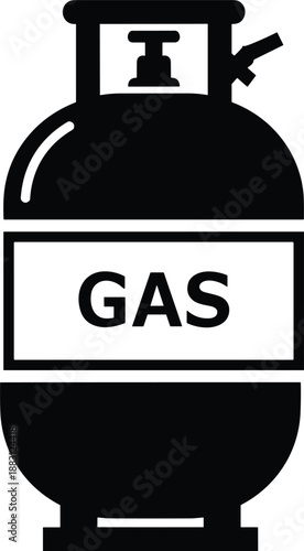 Propane Gas Cylinder Icon, Liquefied Petroleum Gas Tank Silhouette, Fuel Storage Container Vector Illustration, Industrial Energy Source Black White Graphic
