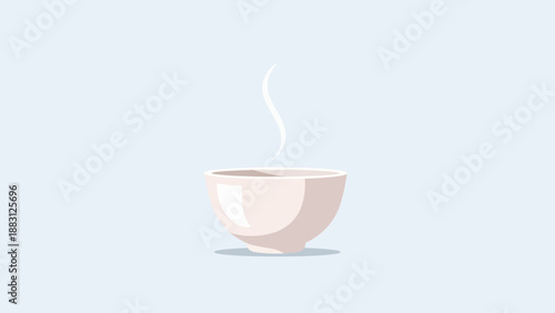 Minimalist Illustration Of Steaming Bowl For Soup Or Hot Beverage Concept