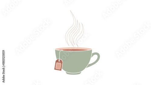 Minimalist Illustration of Steaming Teacup Ready to Serve for Enjoyment and Warmth