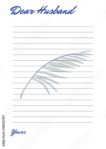 A heartfelt letter to a loving husband on beautiful notepaper with a palm leaf design