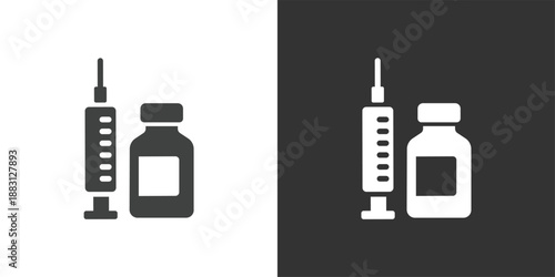 Vaccine and Syringe icon. Solid glyph series icon