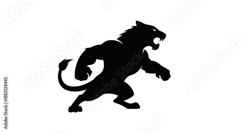 Dynamic Silhouette of Three Ferocious Predators: Roaring Wild Animal Pack Vector Illustration