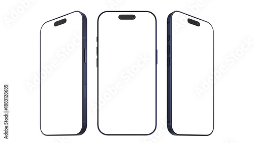 Set Mockup iPhone 17 Pro Max with transparent screen and background for web design and UX/UI.
