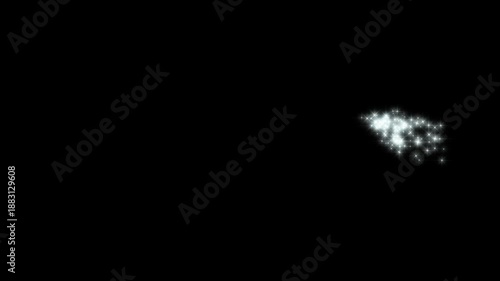 Glitter stars line animation, white twinkling particles, starlight dust line, fairy sparkle burst, magic glitter sparkle trail, glowing doodle stars, glitter confetti trail on black screen. 4k video