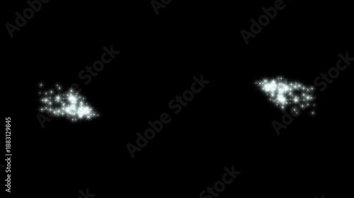 Glitter stars line animation, white twinkling particles, starlight dust line, fairy sparkle burst, magic glitter sparkle trail, glowing doodle stars, glitter confetti trail on black screen. 4k video