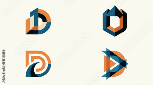  D typography, D letter, D logo