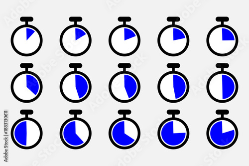 Sequence of stopwatch showing different time intervals