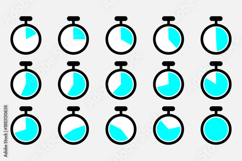Time management concept with stopwatch icons