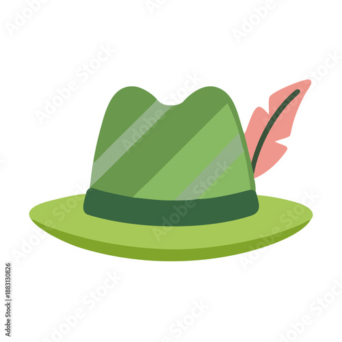 Bavarian Alpine Hat Oktoberfest Flat Vector Illustration