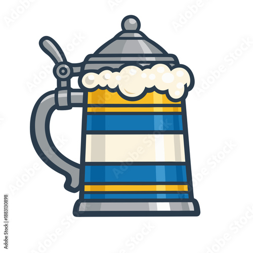 Bavarian Beer Stein Oktoberfest Flat Vector Illustration
