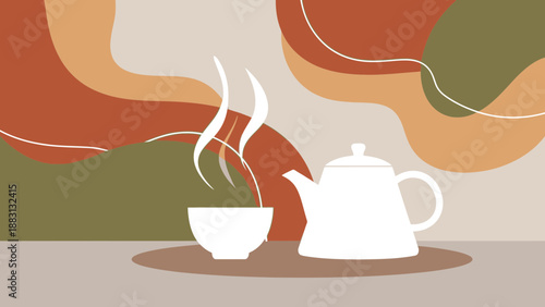 Minimalist Tea Time: A Study in Shapes, Colors, and Serene Ambiance