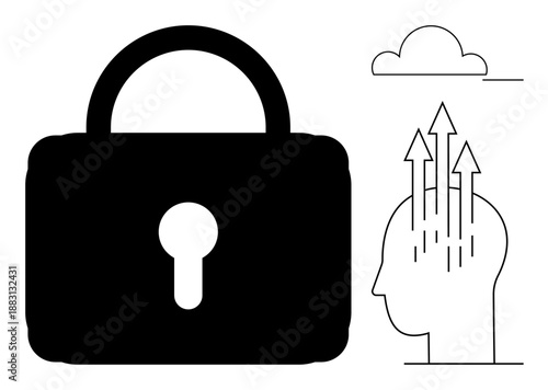Cybersecurity concept. Cybersecurity ensuring data protection and secure communication with innovative thinking. Cybersecurity essential for technology, privacy, cloud systems, and digital growth