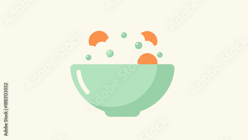 Minimalistic Bowl Of Bubbles In Pastel Colors Depicting Freshness and Cleanliness
