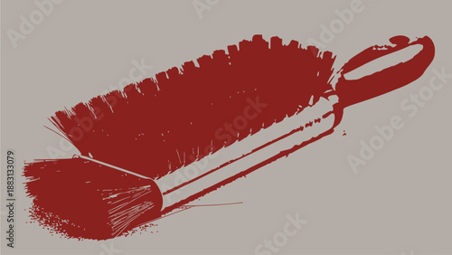 Red Paintbrush Illustration on Gray Background