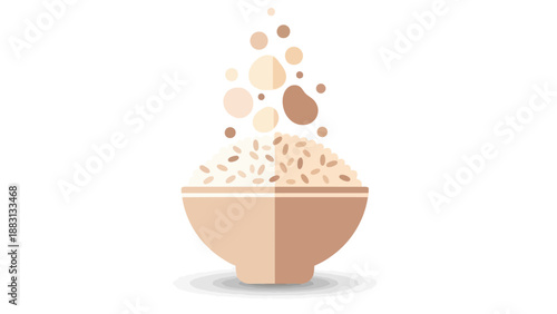 Minimalistic Depiction Of A Bowl Filled With Rice Representing Healthy Food and Nutrition