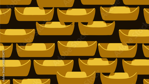 Golden Ingots Pattern on Black Background