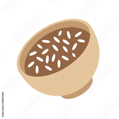 Minimalistic Illustration Of A Bowl Filled With Savory Food: A Culinary Delight Concept Design