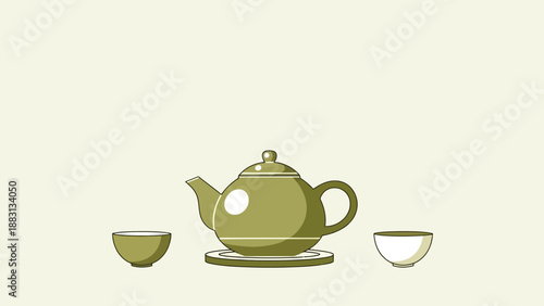 Minimalist Tea Set Illustration: Serene Tea Time, Perfect for Relaxation and Calmness