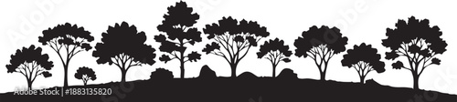 Forest background nature landscape silhouette line art illustration vector graphic design element scene